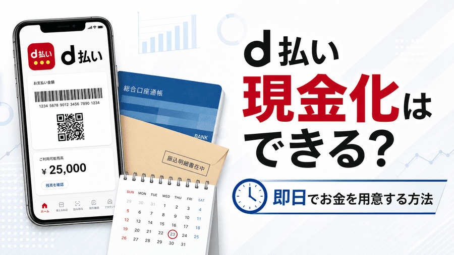 d払い現金化はできる?即日でお金を用意する方法を先に解説