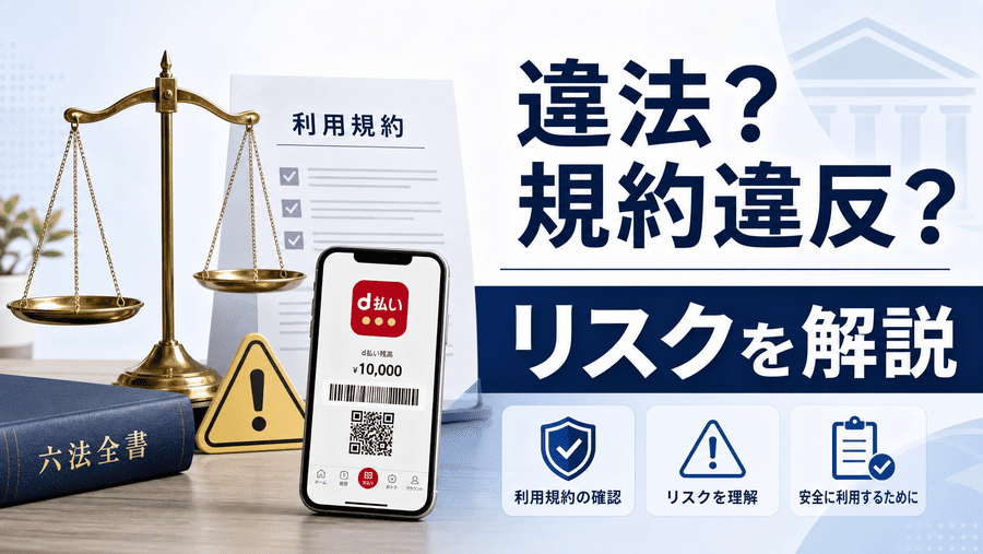 d払い現金化は違法?利用規約違反やリスクを解説