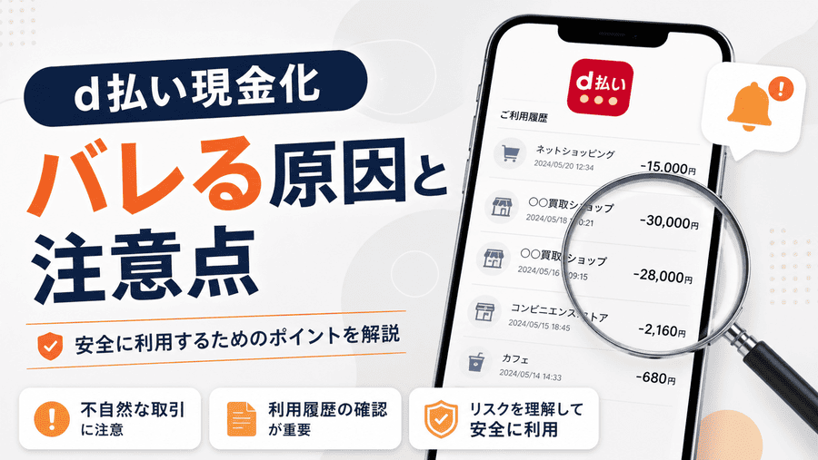 d払い現金化はバレる?バレやすい原因と注意点