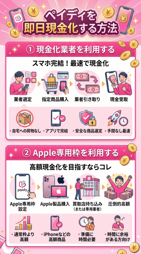 ペイディを即日現金化する方法